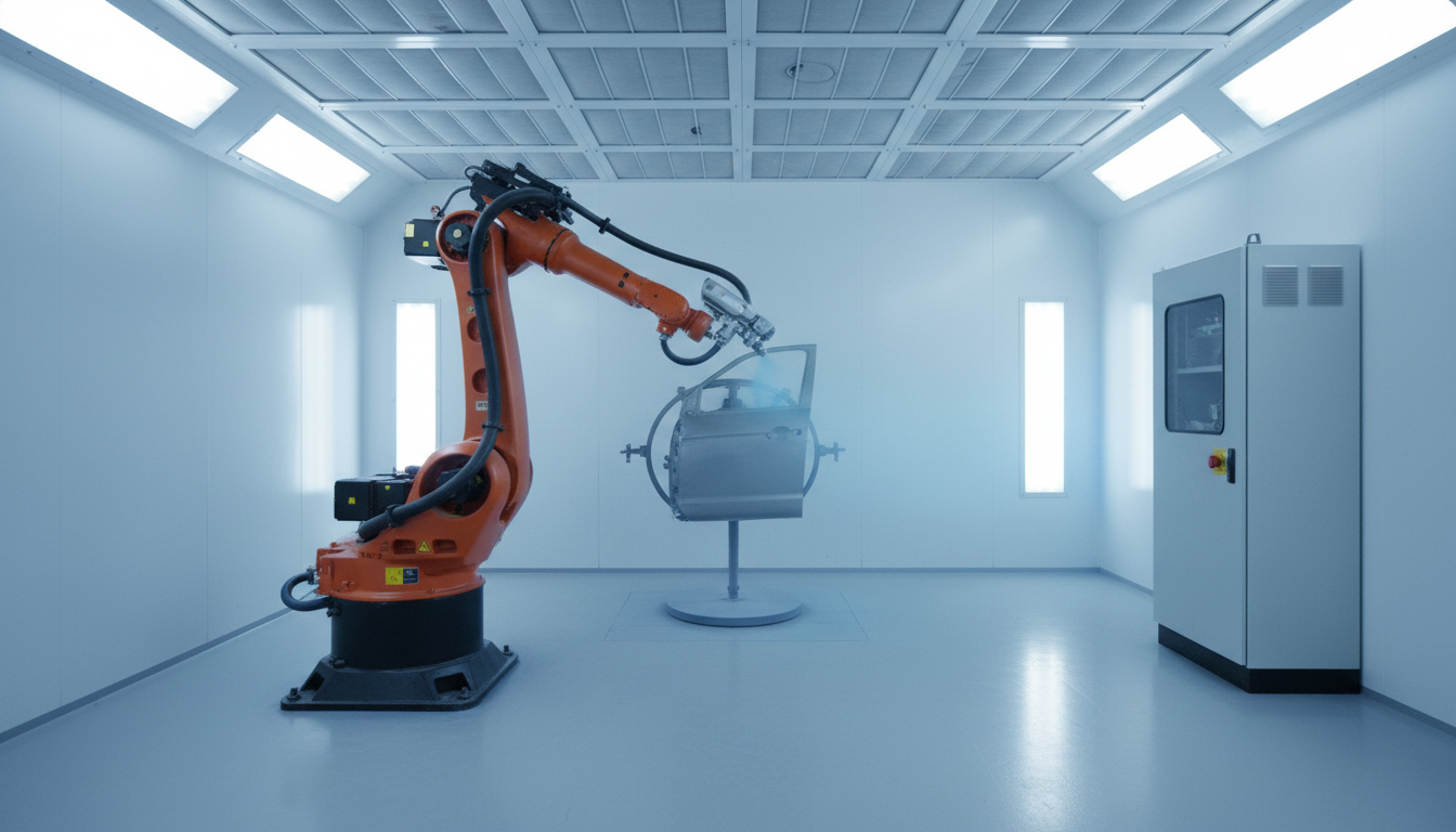 Robotic paint cell with optimized spray path